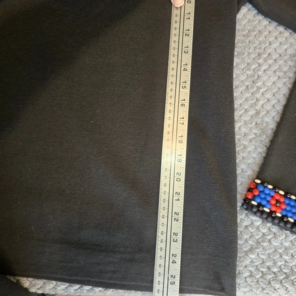 Worth New York 100% Wool Beaded Sweater Large Black Blue Red Floral Neck Cuff L - Picture 6 of 9